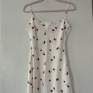 Abercrombie Cherry Print White Slip Dress NEW WITH TAGS NWT